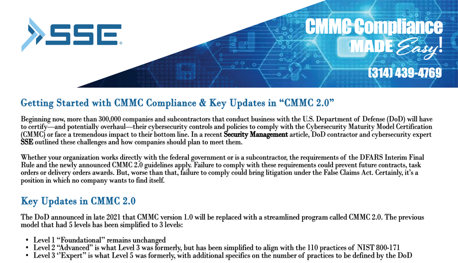 CMMC 2.0 one pager